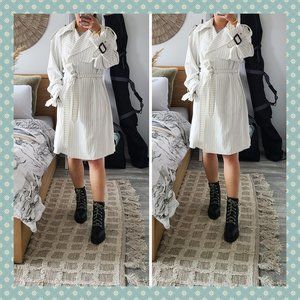 BNWT BCBGMAXAZRIA Aurora Pinstripe Belted Trench Coat